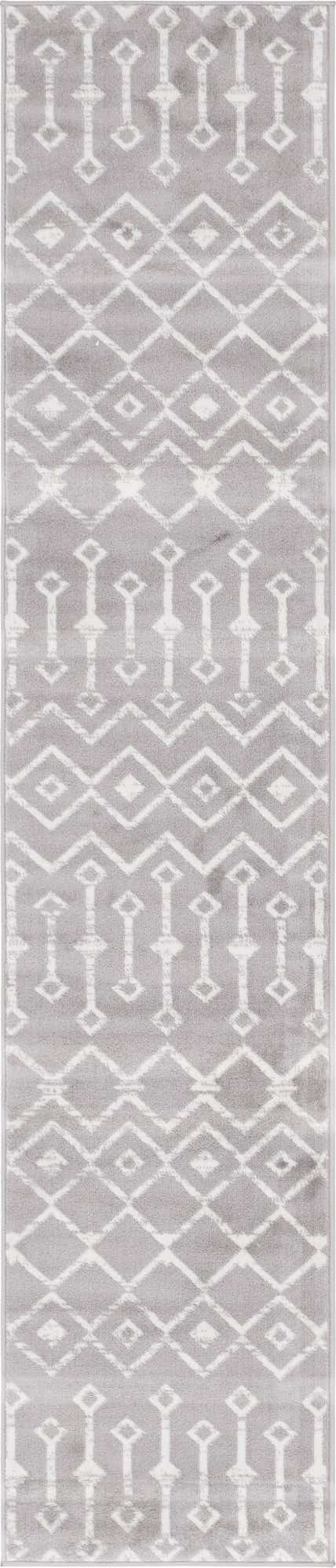 Light Gray 2' x 10' Moroccan Trellis Runner Rug