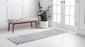 Light Gray 2' x 10' Moroccan Trellis Runner Rug