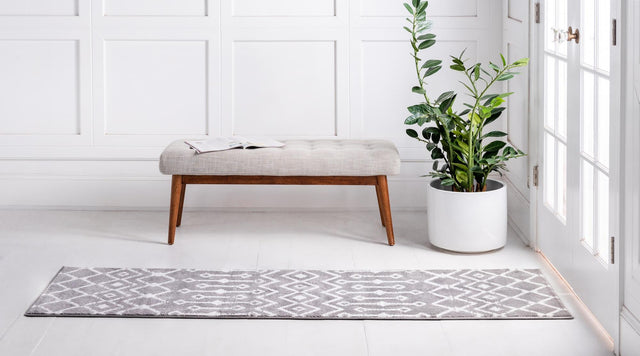 Light Gray 2' x 10' Moroccan Trellis Runner Rug