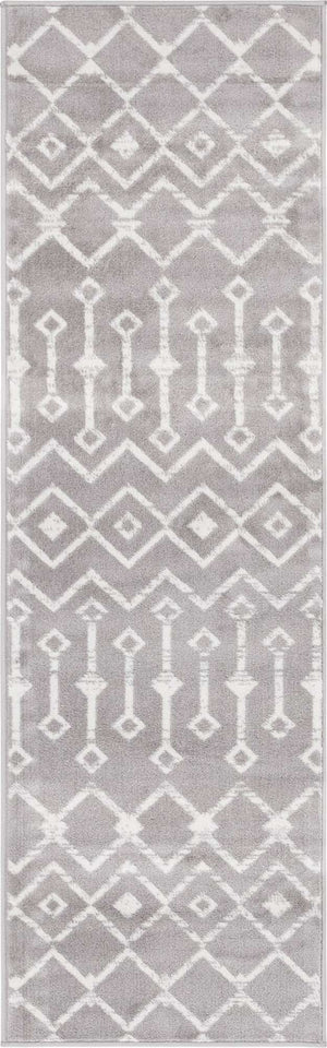 Light Gray 2' x 7' Moroccan Trellis Runner Rug