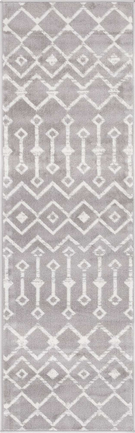 Light Gray 2' x 7' Moroccan Trellis Runner Rug
