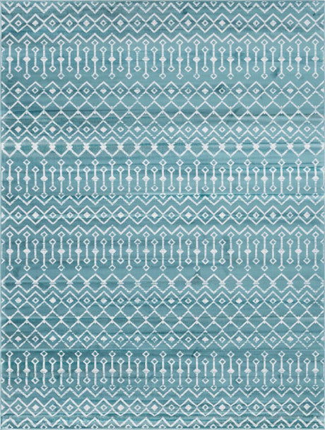Turquoise 9' x 12' 2 Moroccan Trellis Rectangle Rug