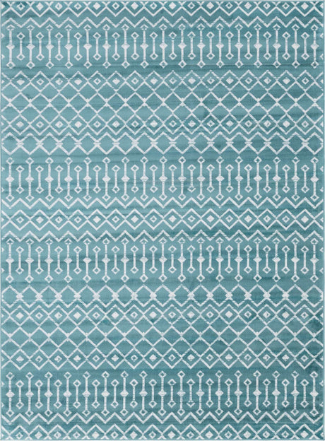 Turquoise 8' x 11' Moroccan Trellis Rectangle Rug
