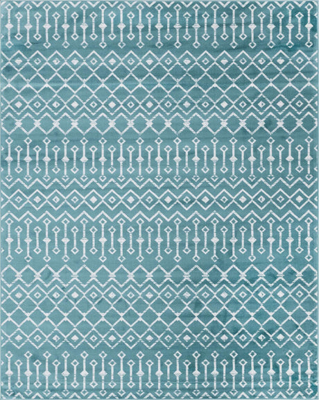 Turquoise 8' x 10' Moroccan Trellis Rectangle Rug