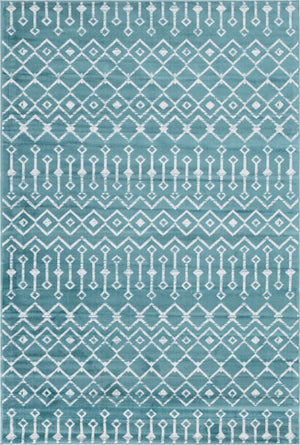 Turquoise 6' 1 x 9' Moroccan Trellis Rectangle Area Rug