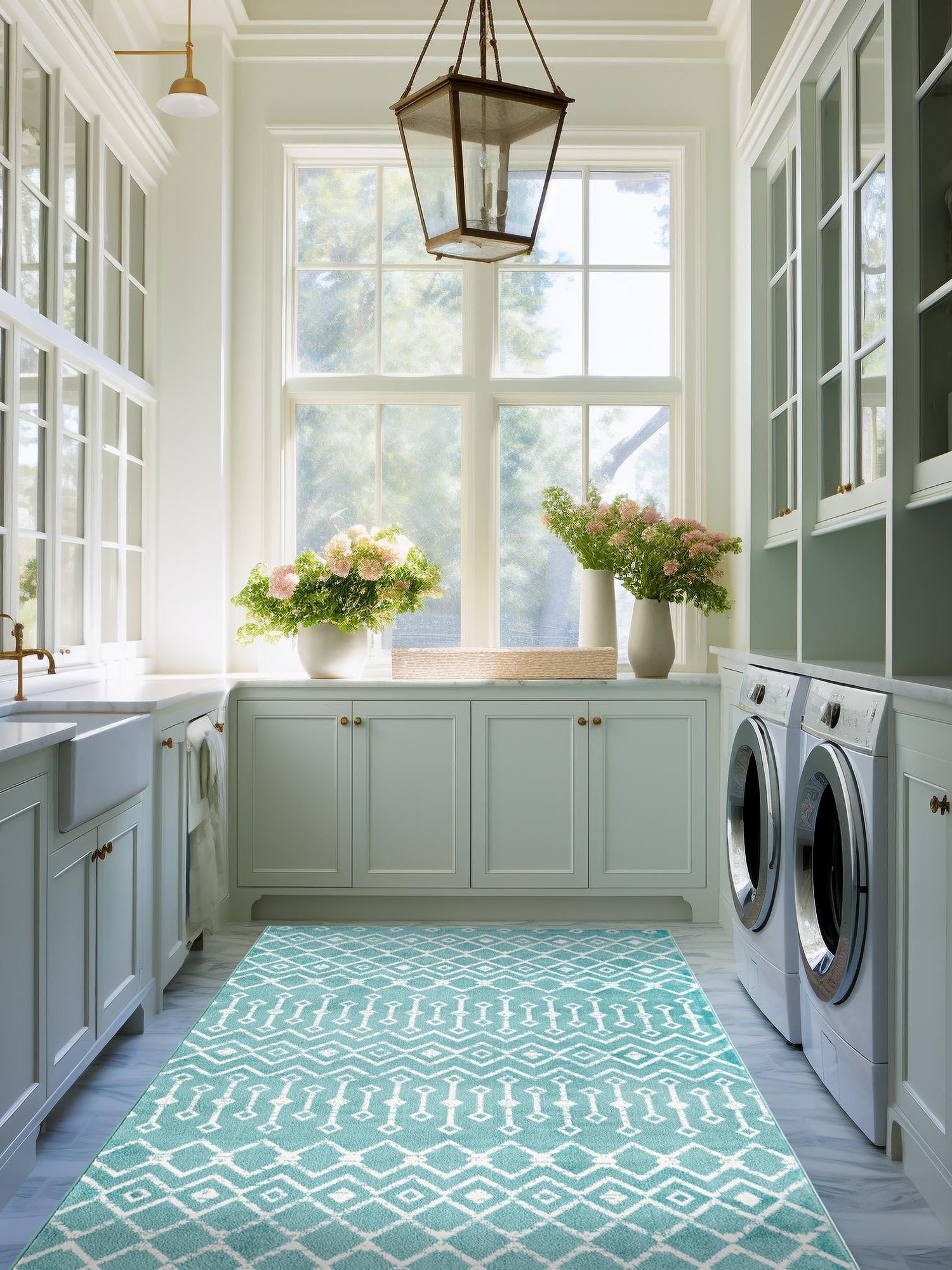 Turquoise 10' 8 x 16' 5 Moroccan Trellis Rectangle Area Rug 100% Polypropylene Easy Clean Geometric Traditional Carpet for Interior Design Home Decor for Sale at Rug Engine