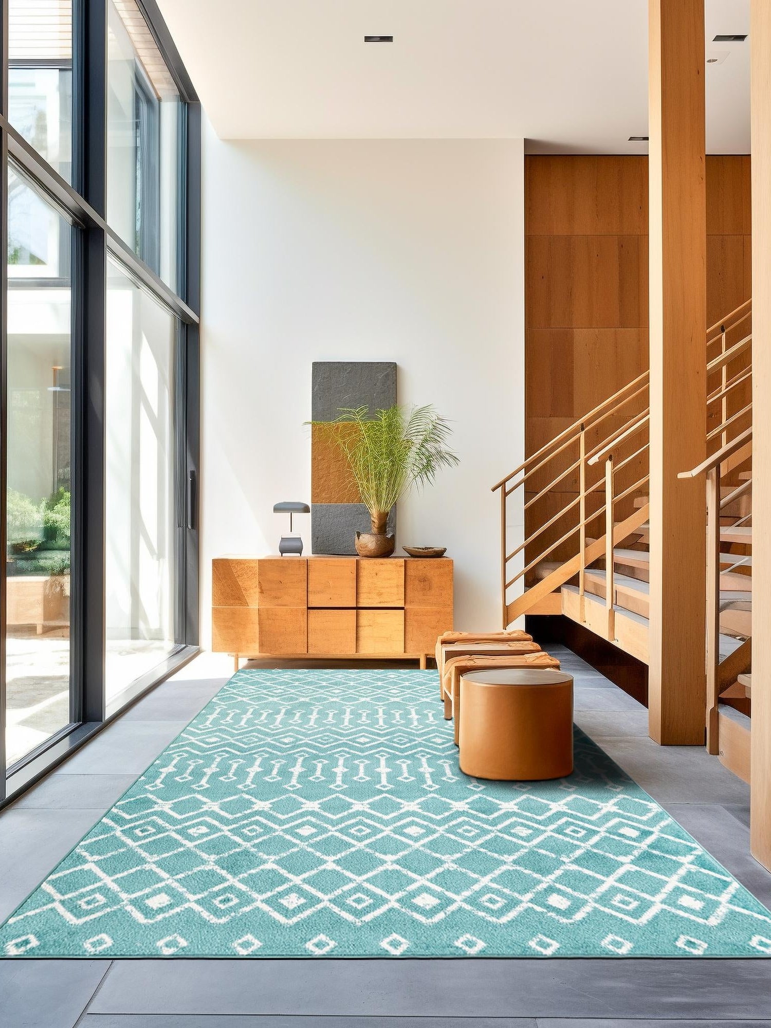 Turquoise 3' 1 x 5' 3 Moroccan Trellis Rectangle Area Rug 100% Polypropylene Easy Clean Geometric Traditional Carpet for Interior Design Home Decor for Sale at Rug Engine