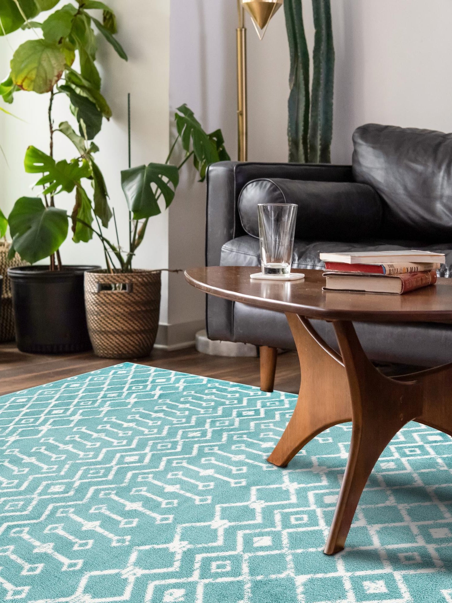 Turquoise 7' 10 x 10' Moroccan Trellis Rectangle Area Rug 100% Polypropylene Easy Clean Geometric Traditional Carpet for Interior Design Home Decor for Sale at Rug Engine