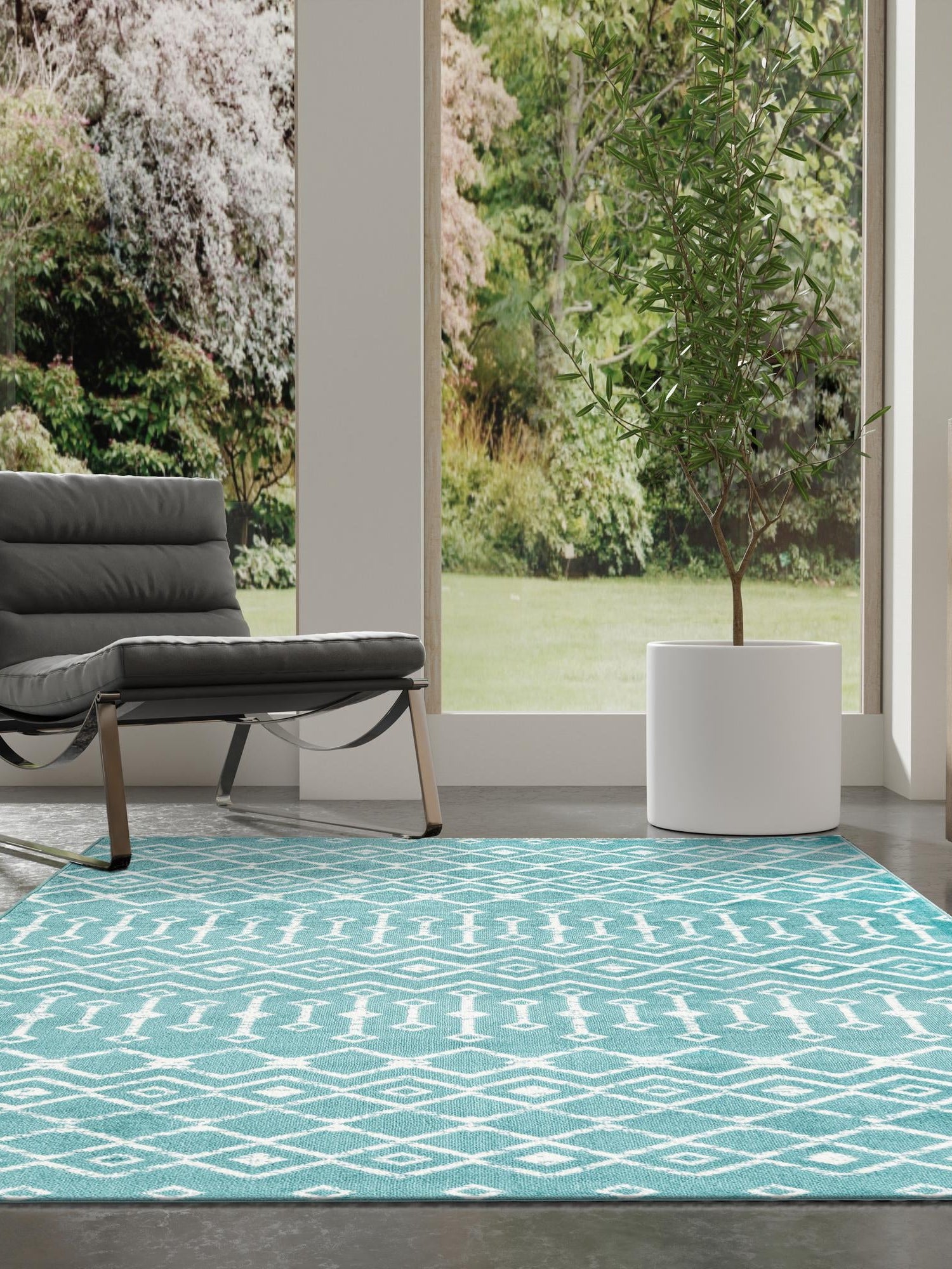 Turquoise 7' 10 x 11' Moroccan Trellis Rectangle Area Rug 100% Polypropylene Easy Clean Geometric Traditional Carpet for Interior Design Home Decor for Sale at Rug Engine