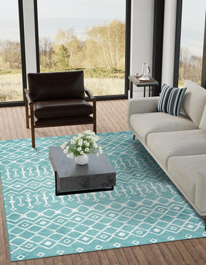 Turquoise 3' 3 x 5' 3 Moroccan Trellis Rectangle Rug