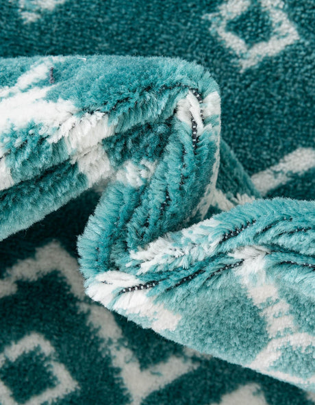 Turquoise 4' 1 x 6' 1 Moroccan Trellis Rectangle Area Rug 100% Polypropylene Easy Clean Geometric Traditional Carpet for Interior Design Home Decor for Sale at Rug Engine