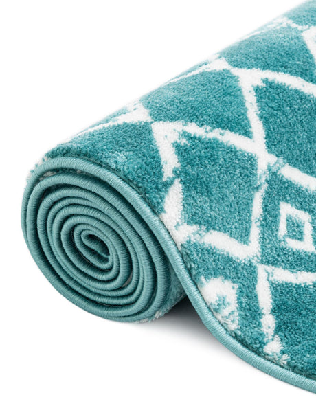 Turquoise 4' 1 x 6' 1 Moroccan Trellis Rectangle Area Rug 100% Polypropylene Easy Clean Geometric Traditional Carpet for Interior Design Home Decor for Sale at Rug Engine
