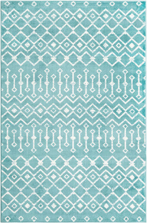 Turquoise 5' 3 x 8' Moroccan Trellis Rectangle Area Rug