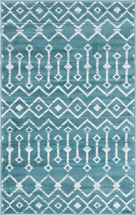 Turquoise 3' 3 x 5' 3 Moroccan Trellis Rectangle Rug
