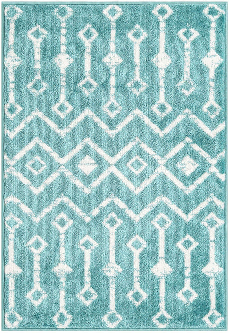 Turquoise 2' 2 x 3' 1 Moroccan Trellis Rectangle Rug