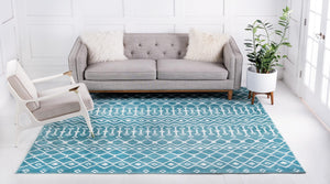 Turquoise 8' x 8' Moroccan Trellis Square Rug