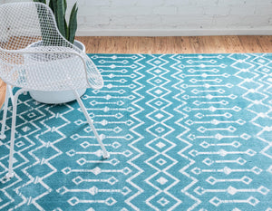 Turquoise 8' x 8' Moroccan Trellis Square Rug