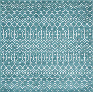 Turquoise 8' x 8' Moroccan Trellis Square Rug