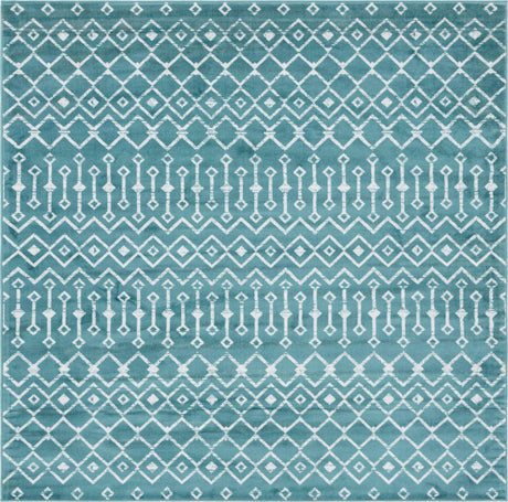 Turquoise 8' x 8' Moroccan Trellis Square Rug