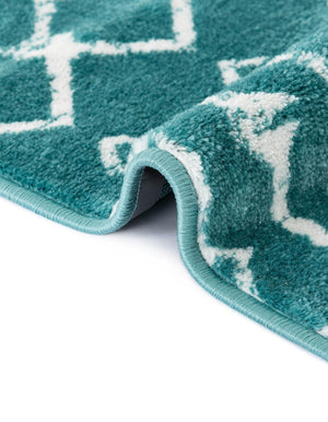 Turquoise 2' x 10' Moroccan Trellis Runner Rug