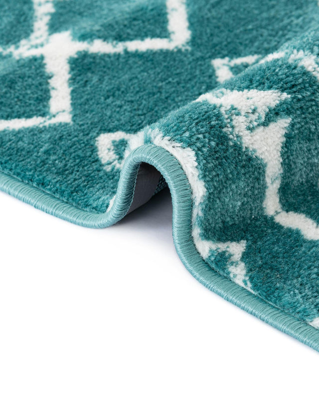 Turquoise 2' x 10' Moroccan Trellis Runner Rug