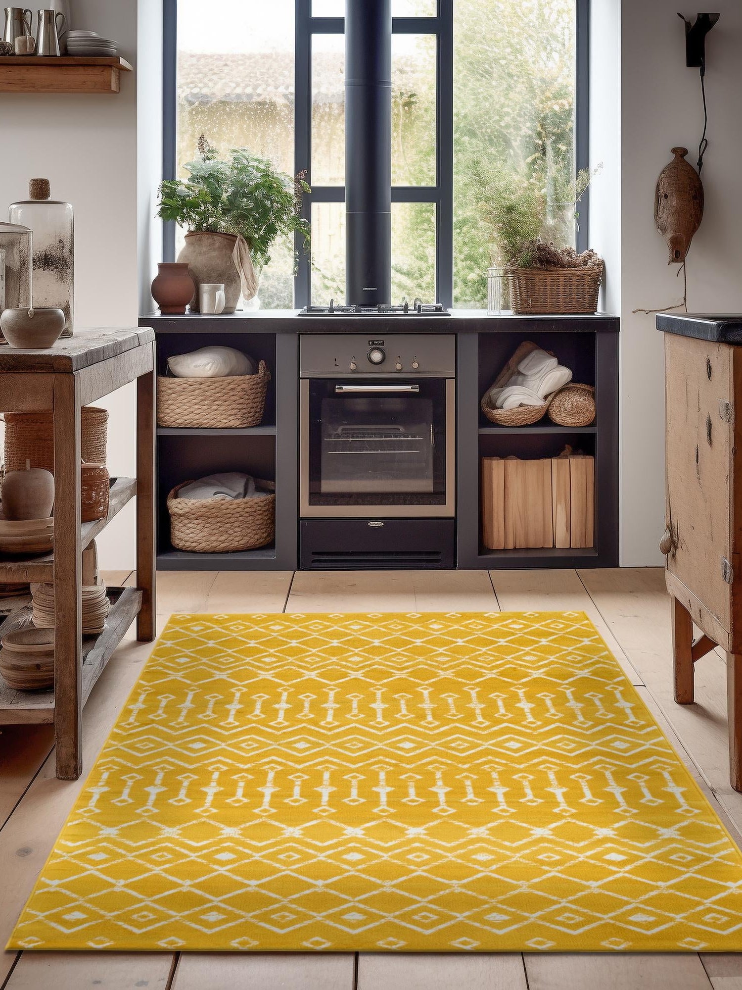 Yellow 3' 1 x 5' 3 Moroccan Trellis Rectangle Area Rug 100% Polypropylene Easy Clean Geometric Traditional Carpet for Interior Design Home Decor for Sale at Rug Engine