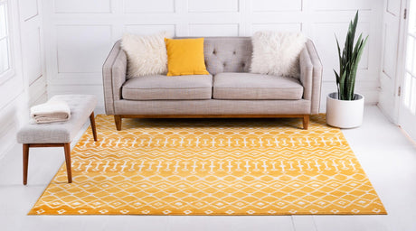 Yellow 12' x 12' Moroccan Trellis Square Area Rug 100% Polypropylene Easy Clean Geometric Traditional Carpet for Interior Design Home Decor for Sale at Rug Engine
