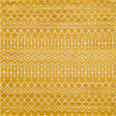 Yellow 8' x 8' Moroccan Trellis Square Rug