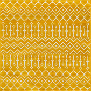 Yellow 6' 1 x 6' 1 Moroccan Trellis Square Rug