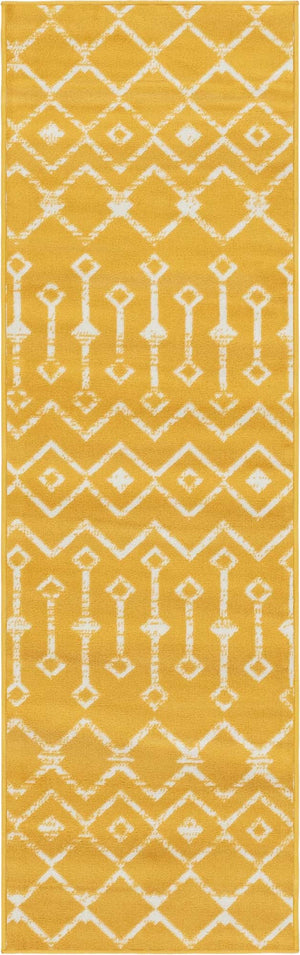 Yellow 2' x 7' Moroccan Trellis Runner Rug