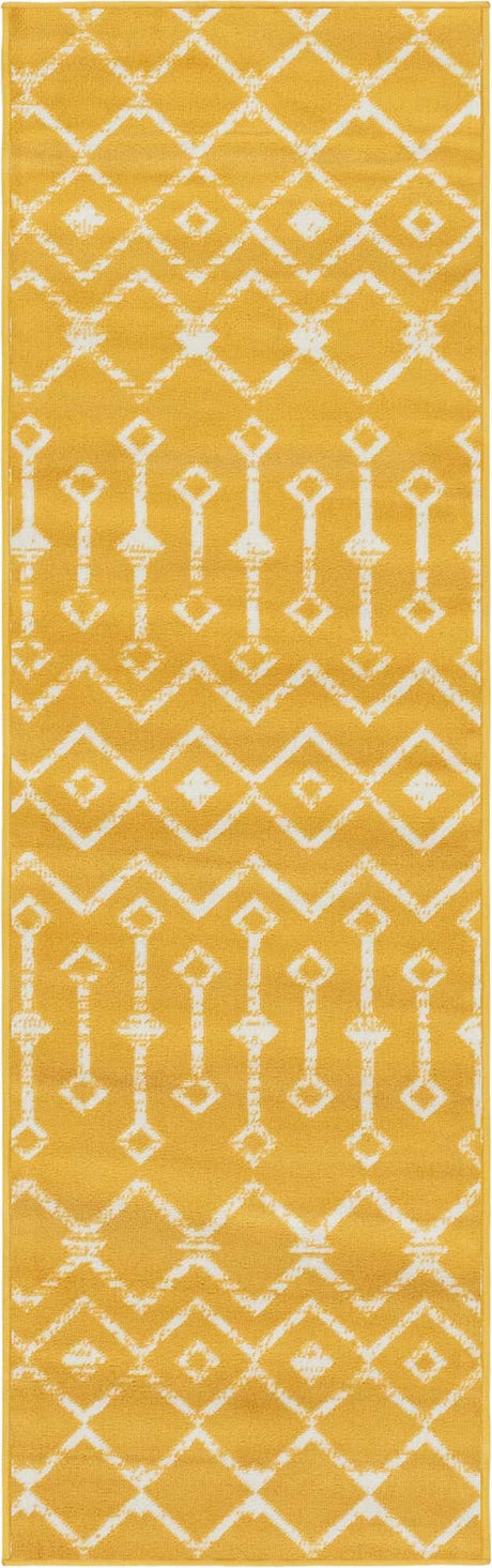 Yellow 2' x 7' Moroccan Trellis Runner Rug