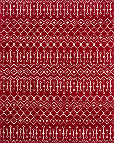 Red 8' x 10' Moroccan Trellis Rectangle Rug