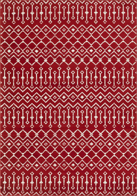 Red 7' x 10' Moroccan Trellis Rectangle Rug