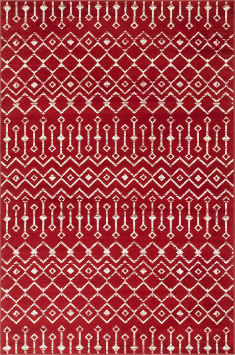 Red 6' x 9' Moroccan Trellis Rectangle Rug