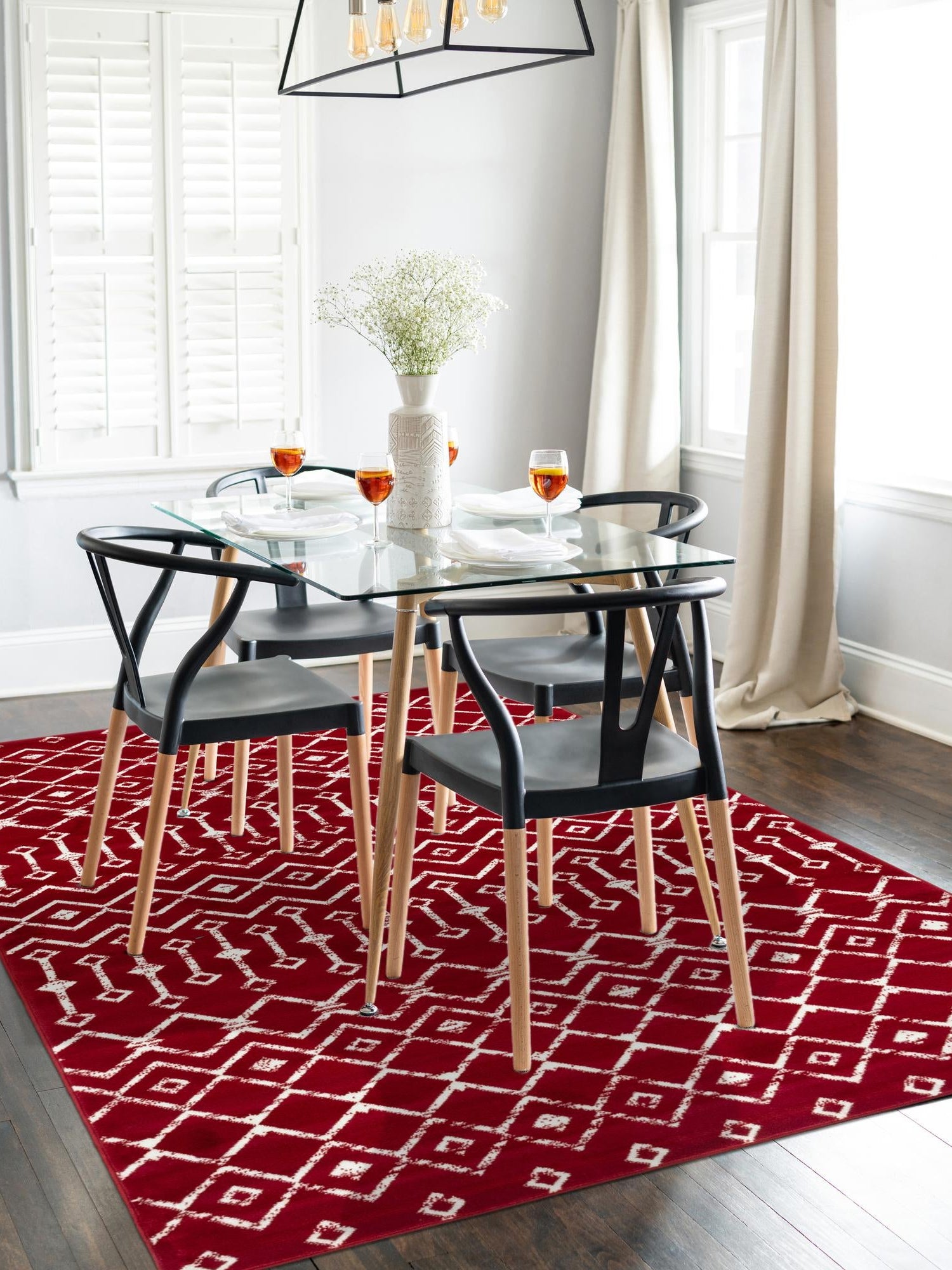 Red 6' 1 x 9' Moroccan Trellis Rectangle Area Rug 100% Polypropylene Easy Clean Geometric Traditional Carpet for Interior Design Home Decor for Sale at Rug Engine