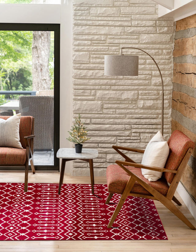 Red 3' 3 x 5' 3 Moroccan Trellis Rectangle Rug
