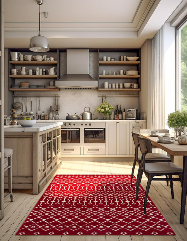 Red 7' x 10' Moroccan Trellis Rectangle Rug