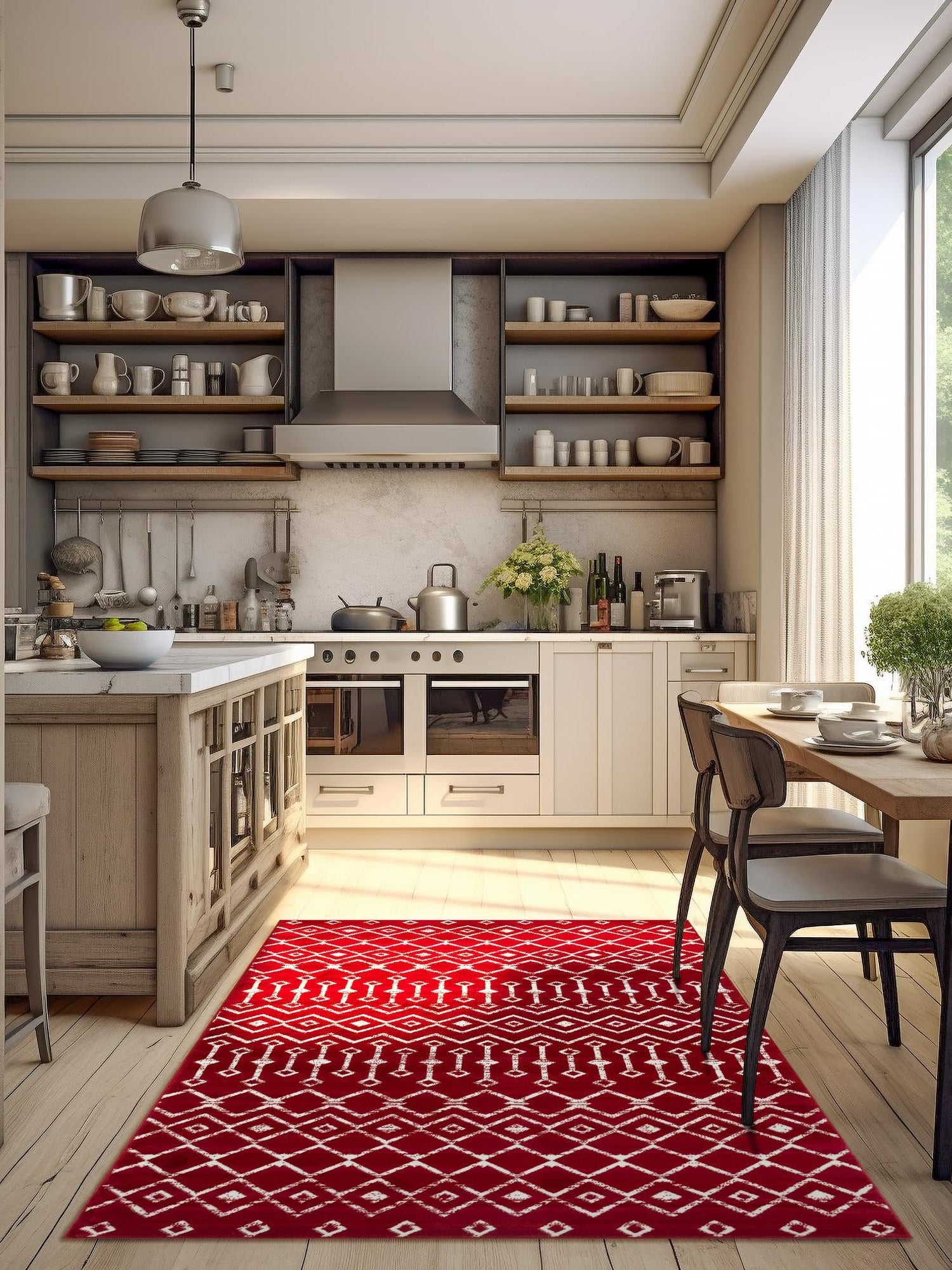Red 5' 3 x 8' Moroccan Trellis Rectangle Area Rug 100% Polypropylene Easy Clean Geometric Traditional Carpet for Interior Design Home Decor for Sale at Rug Engine
