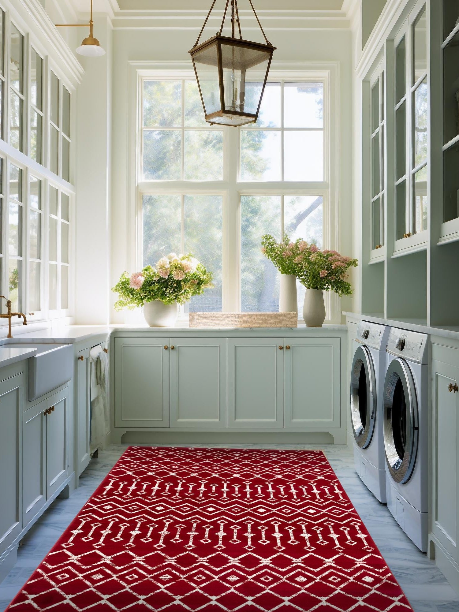 Red 7' 10 x 11' Moroccan Trellis Rectangle Area Rug 100% Polypropylene Easy Clean Geometric Traditional Carpet for Interior Design Home Decor for Sale at Rug Engine