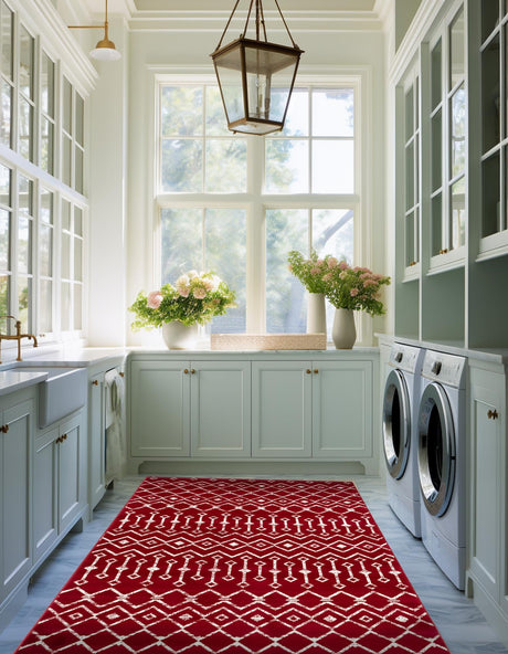 Red 6' 1 x 9' Moroccan Trellis Rectangle Area Rug 100% Polypropylene Easy Clean Geometric Traditional Carpet for Interior Design Home Decor for Sale at Rug Engine