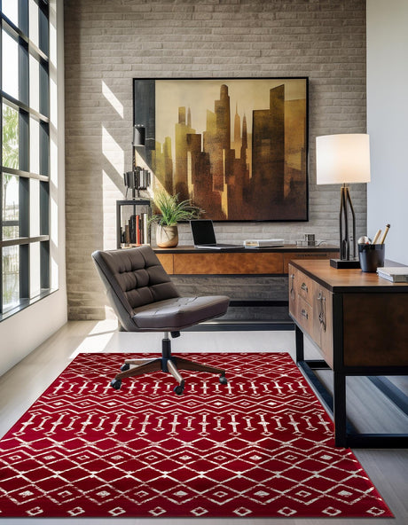 Red 10' x 13' 1 Moroccan Trellis Rectangle Area Rug 100% Polypropylene Easy Clean Geometric Traditional Carpet for Interior Design Home Decor for Sale at Rug Engine