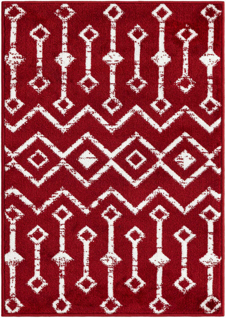 Red 2' 2 x 3' 1 Moroccan Trellis Rectangle Rug