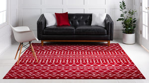 Red 6' 1 x 6' 1 Moroccan Trellis Square Rug