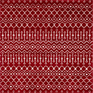 Red 8' x 8' Moroccan Trellis Square Rug