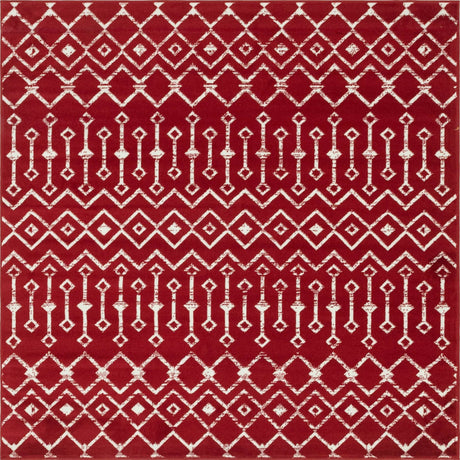 Red 6' 1 x 6' 1 Moroccan Trellis Square Rug