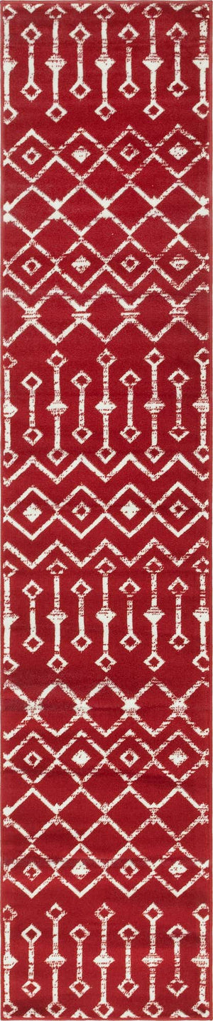 Red 2' x 9' 10 Moroccan Trellis Runner Area Rug