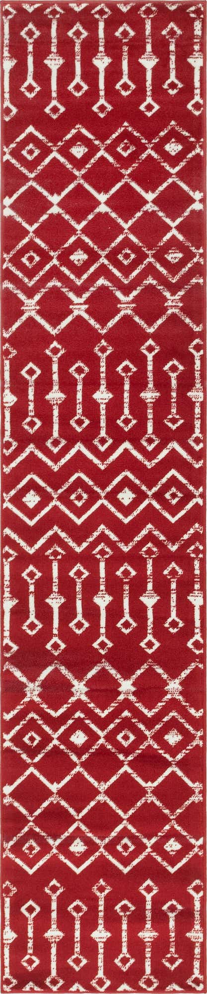Red 2' x 10' Moroccan Trellis Runner Rug