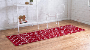 Red 2' 6 x 8' 2 Moroccan Trellis Runner Area Rug
