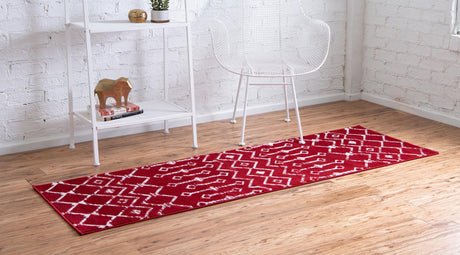 Red 2' 6 x 8' 2 Moroccan Trellis Runner Area Rug 100% Polypropylene Easy Clean Geometric Traditional Carpet for Interior Design Home Decor for Sale at Rug Engine