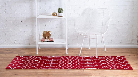 Red 2' x 6' 7 Moroccan Trellis Runner Area Rug 100% Polypropylene Easy Clean Geometric Traditional Carpet for Interior Design Home Decor for Sale at Rug Engine